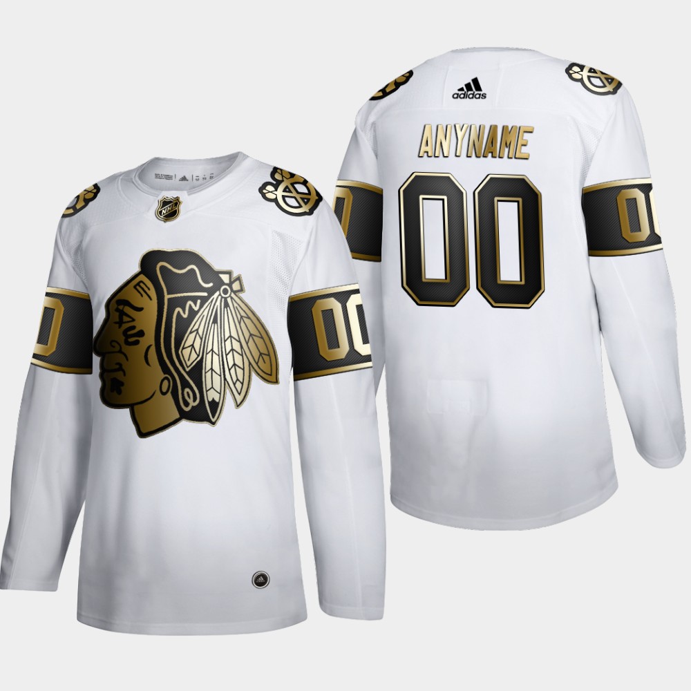 Chicago Blackhawks Custom Men Adidas White Golden Edition Limited Stitched NHL Jersey->customized nhl jersey->Custom Jersey